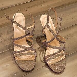 David's Bridal Glittering Gold Strappy Sandals